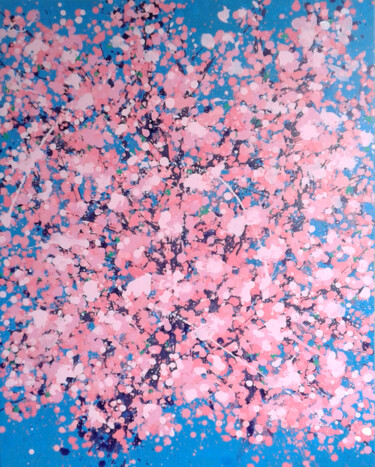 Painting titled "cherry blooms" by Minh Phuong Hoang Thi, Original Artwork, Acrylic