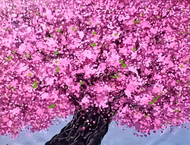 Malarstwo zatytułowany „SAKURA - Cherry blo…” autorstwa Minh Phuong Hoang Thi, Oryginalna praca, Akryl