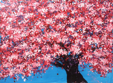 Painting titled "Cherry blossoms" by Minh Phuong Hoang Thi, Original Artwork, Acrylic