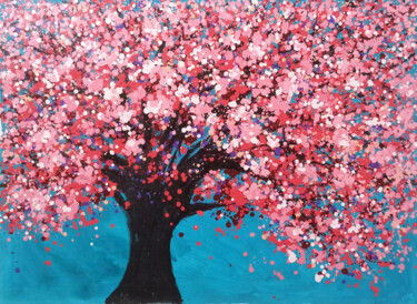 Painting titled "CHERRY BLOSSOM 6" by Minh Phuong Hoang Thi, Original Artwork, Acrylic