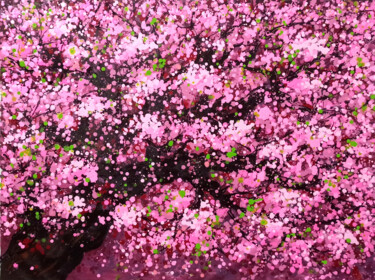 Painting titled "CHERRY BLOSSOM 7" by Minh Phuong Hoang Thi, Original Artwork, Acrylic