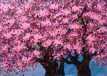 Malerei mit dem Titel "SAKURA - Cherry blo…" von Minh Phuong Hoang Thi, Original-Kunstwerk, Acryl
