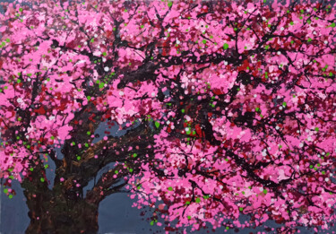 Malerei mit dem Titel "SAKURA - Cherry blo…" von Minh Phuong Hoang Thi, Original-Kunstwerk, Acryl