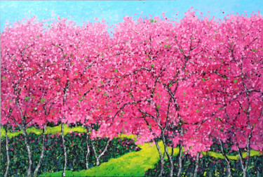 Peinture intitulée "Cherry blossoms blo…" par Minh Phuong Hoang Thi, Œuvre d'art originale, Acrylique