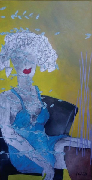 Peinture intitulée "La robe bleue" par Minhtran, Œuvre d'art originale