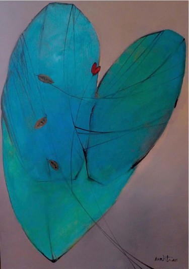 Peinture intitulée "Le coeur volant" par Minhtran, Œuvre d'art originale