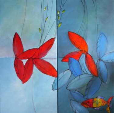 Peinture intitulée "Le poisson rouge" par Minhtran, Œuvre d'art originale