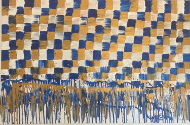 Peinture intitulée "Carré d or bleu" par Minichino Laurence, Œuvre d'art originale, Acrylique