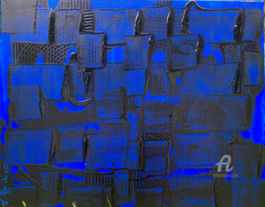 Peinture intitulée "bleu de nuit" par Minichino Laurence, Œuvre d'art originale, Acrylique