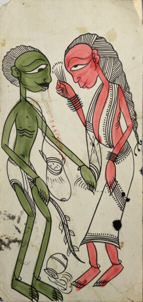 Painting titled "santhal  Pattachitr…" by Minmoy Das, Original Artwork, Watercolor