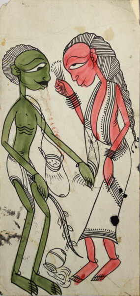 Malerei mit dem Titel "santhal  Pattachitr…" von Minmoy Das, Original-Kunstwerk, Aquarell