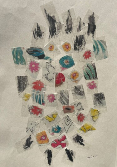 Collages intitulée "floral 1" par Mino, Œuvre d'art originale, Collages