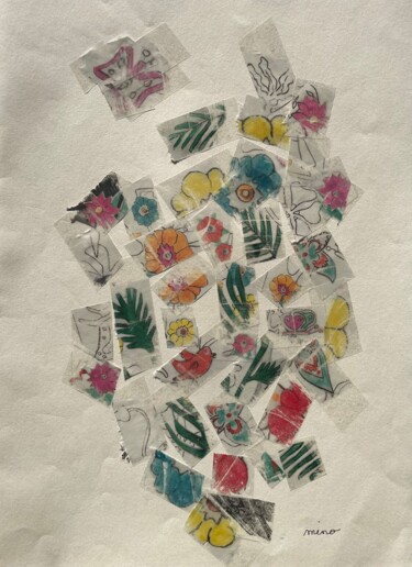 Collages intitulée "floral 5" par Mino, Œuvre d'art originale, Collages