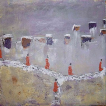 Painting titled "procession" by Monique Savy, Original Artwork