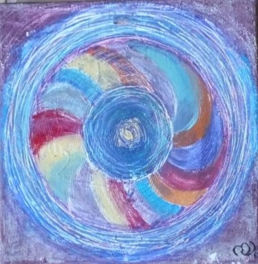 Peinture intitulée "mandala bleu" par Monique Savy, Œuvre d'art originale