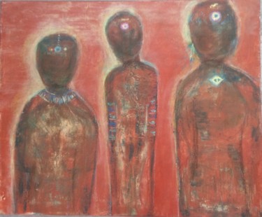 Painting titled "3 aborigènes" by Monique Savy, Original Artwork, Acrylic