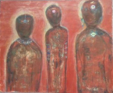 Pittura intitolato "3 aborigènes" da Monique Savy, Opera d'arte originale, Acrilico