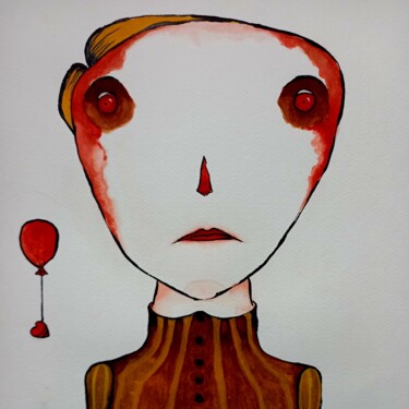 "Kırmızı balon" başlıklı Resim Mi̇O tarafından, Orijinal sanat, Suluboya