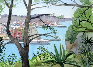 Peinture intitulée "Nice vue du port" par Michel Porte-Petit, Œuvre d'art originale, Aquarelle