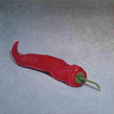 Painting titled "Piment rouge" by Michel Porte-Petit, Original Artwork, Oil