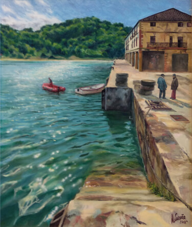 Peinture intitulée "Port basque - peint…" par Miquel Cazaña, Œuvre d'art originale, Huile