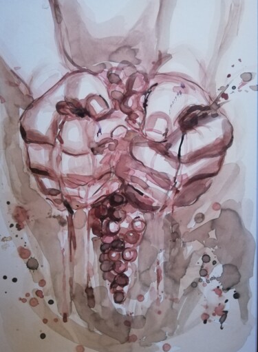 Painting titled "Hands" by Mira Kovacevic (Wine Artist), Original Artwork, Watercolor
