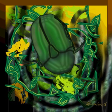 Antropocene 3 Digitale Künste mit dem Titel "Antropocene 3" von Mira Lanzillo, Original-Kunstwerk, Digitale Malerei Auf Holzplatte montiert