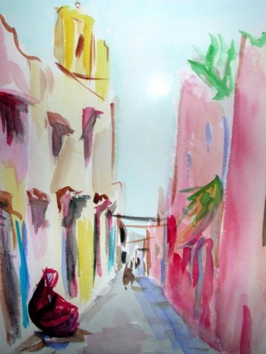 Peinture intitulée "Ruelle de Marrakech" par Jean-François Lerooy, Œuvre d'art originale, Huile