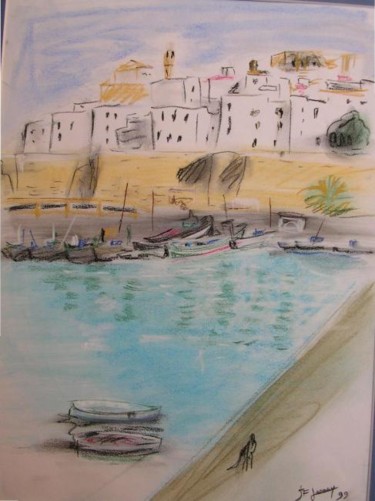 Peinture intitulée "Peniscola - Le Port" par Jean-François Lerooy, Œuvre d'art originale, Huile
