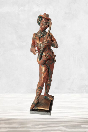 Escultura intitulada ""Saxophonist"" por Miraga Shahbazov, Obras de arte originais, Gesso