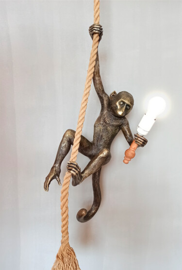 Sculpture titled ""Monkey lamp", "Mon…" by Miraga Shahbazov, Original Artwork, Plastic