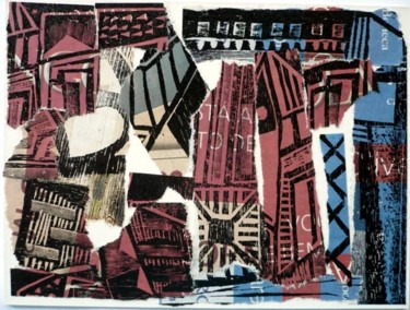 Colagens intitulada "cidade 7" por André De Miranda, Obras de arte originais
