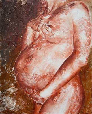 Painting titled "Maternité 1" by Céline Mirassou, Original Artwork