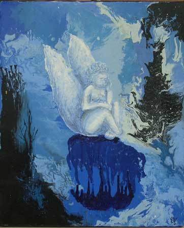 Painting titled "Mon petit ange pass…" by Céline Mirassou, Original Artwork