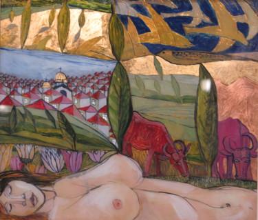 Pittura intitolato "Nud in peisaj/ Nu d…" da Mircea Nechita, Opera d'arte originale, Acrilico