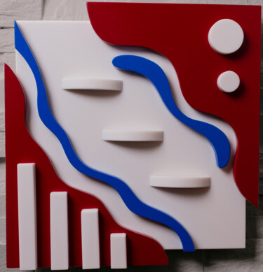 「River N1」というタイトルの彫刻 Mircea Puscasによって, オリジナルのアートワーク, プラスチック その他の剛性パネルにマウント