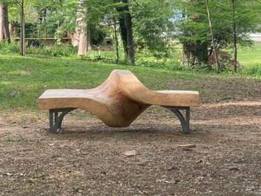 Skulptur mit dem Titel "banc causeuse" von Mirèo, Original-Kunstwerk, Holz