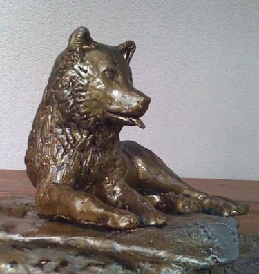 Sculptuur getiteld "chien loup" door Mirèo, Origineel Kunstwerk