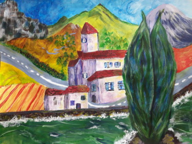 Painting titled "CE PETIT CHEMIN...." by Mireille Becker, Original Artwork, Acrylic