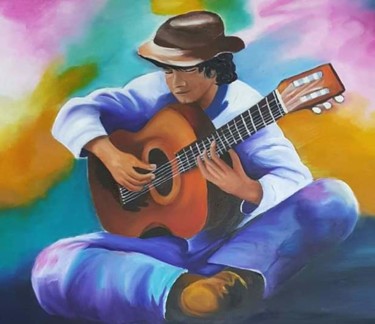 Painting titled "Kakou le gitan" by Mireille Bernard, Original Artwork