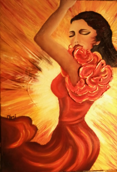Peinture intitulée "flamenca" par Mireille Bernard, Œuvre d'art originale