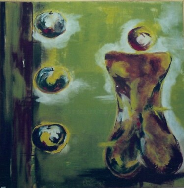 Peinture intitulée "3 pommes au féminin" par Mireille Gratier De Saint Louis, Œuvre d'art originale, Huile