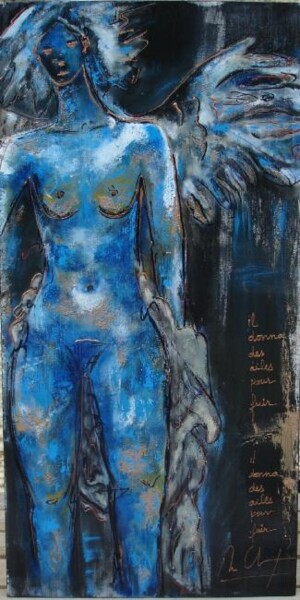 Painting titled "Ange au féminin(wom…" by Mireille Gratier De Saint Louis, Original Artwork, Oil