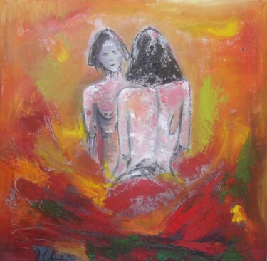 Painting titled "Passion (love)" by Mireille Gratier De Saint Louis, Original Artwork, Oil