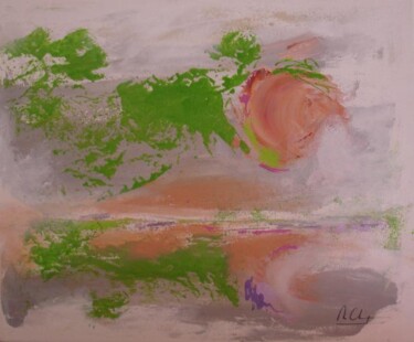 Painting titled "Paysage abstrait" by Mireille Gratier De Saint Louis, Original Artwork, Oil