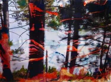 Painting titled "Forêt Landaise 2" by Mireille Gratier De Saint Louis, Original Artwork
