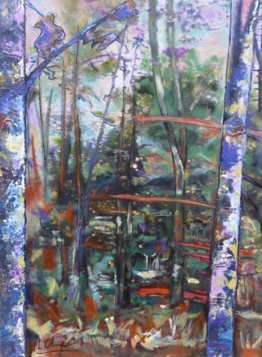 Painting titled "Foret Landaise 4 de…" by Mireille Gratier De Saint Louis, Original Artwork, Oil