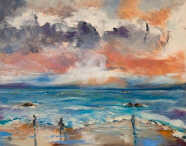 Peinture intitulée "L'orage gronde" par Mireille Le Polles, Œuvre d'art originale, Huile