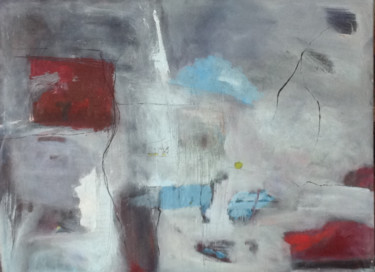 Peinture intitulée "4 POMMES SUR UN FIL" par Mireille Matricon, Œuvre d'art originale, Huile