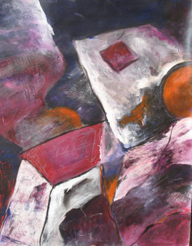 Peinture intitulée "NOCTURNE ROSE" par Mireille Matricon, Œuvre d'art originale, Acrylique